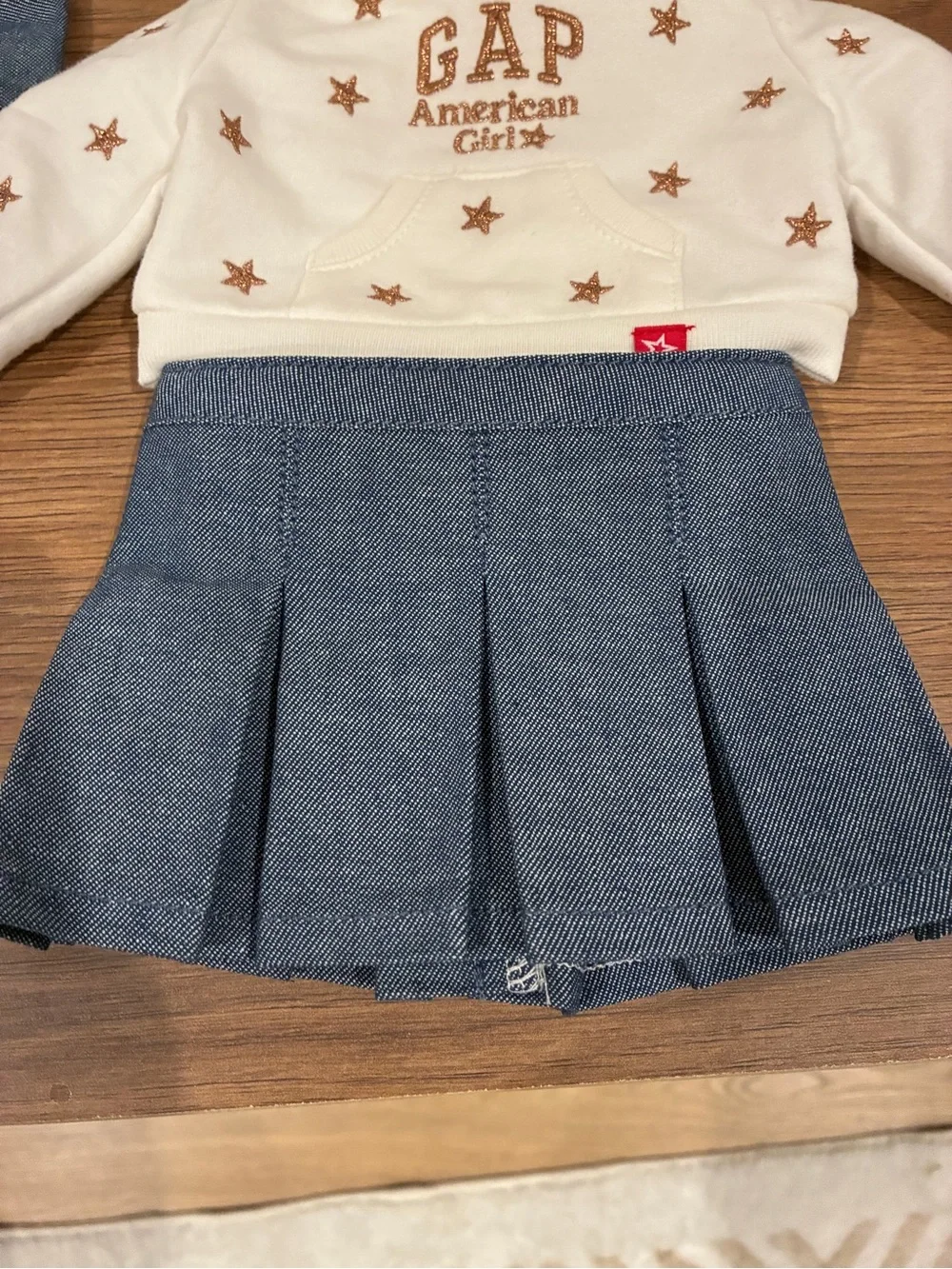 American Girl x GAP White Star Hoodie & Denim Skirt Doll Outfit
